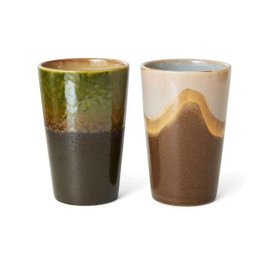 HKliving 70s ceramics: tea mugs fuse (set of 2)