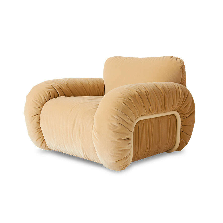 HKliving Arc lounge fauteuil frame sand royal velvet cream