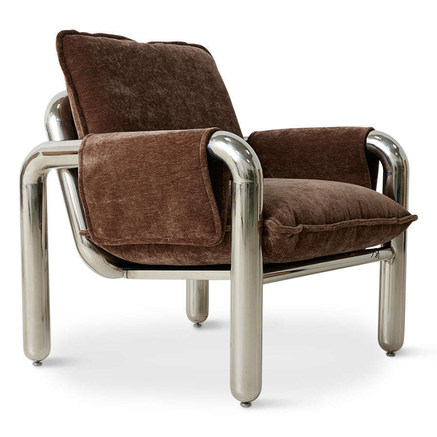 HKliving armleuning kussens tbv chrome lounge fauteuil velvet bruin