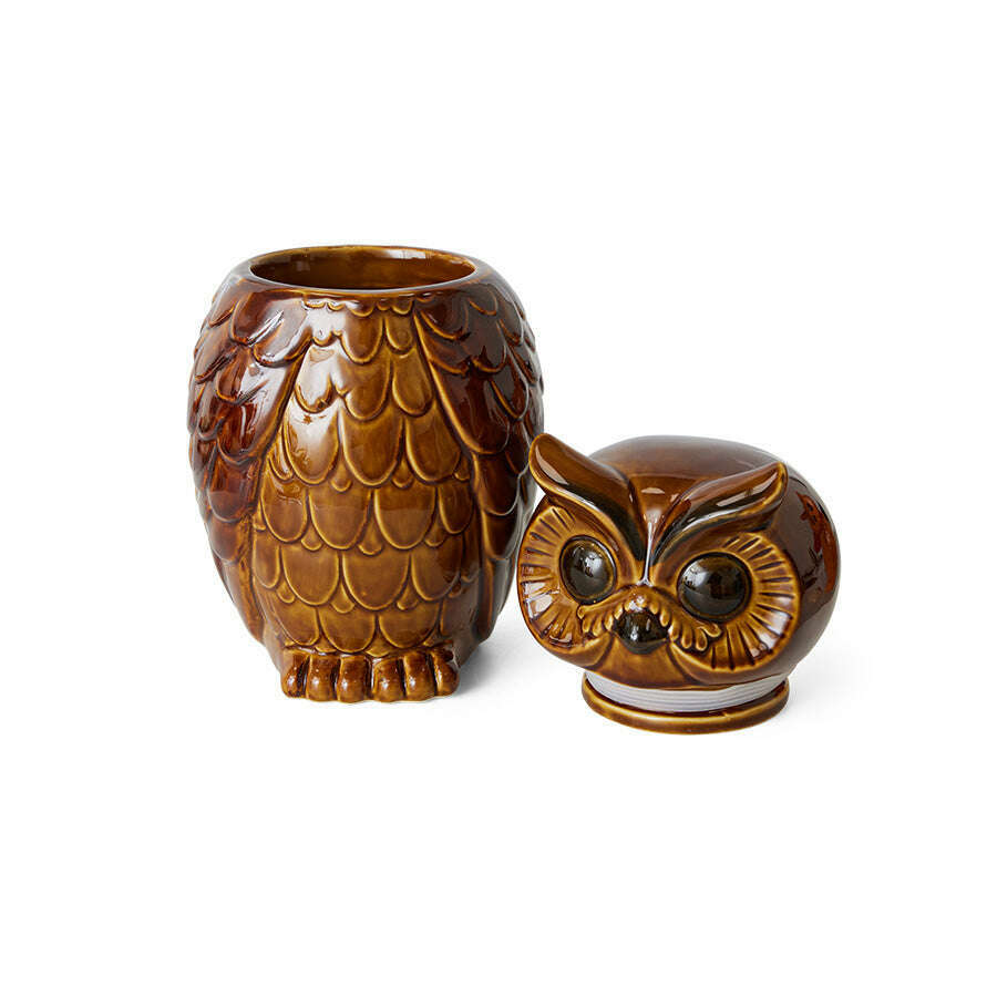 HKliving Ceramic owl jar roasted