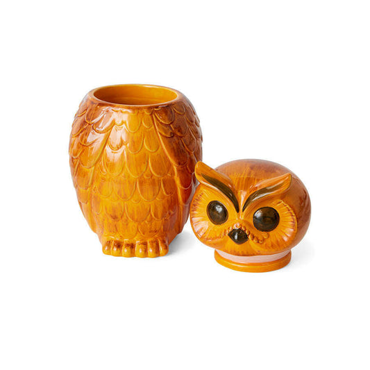HKliving Ceramic owl jar tangerine