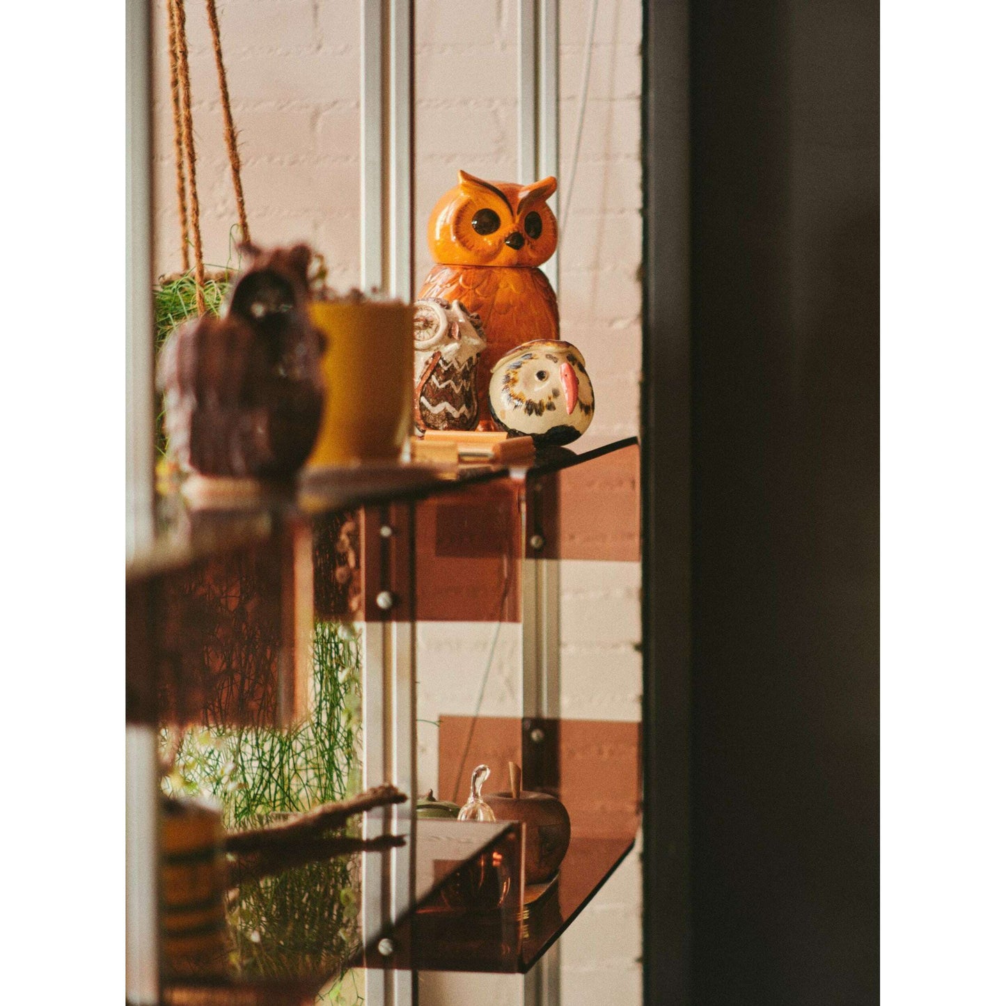 HKliving Ceramic owl jar tangerine