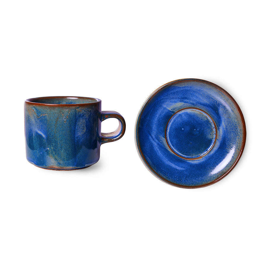 HKliving Chef ceramics: kop en schotel rustic blue