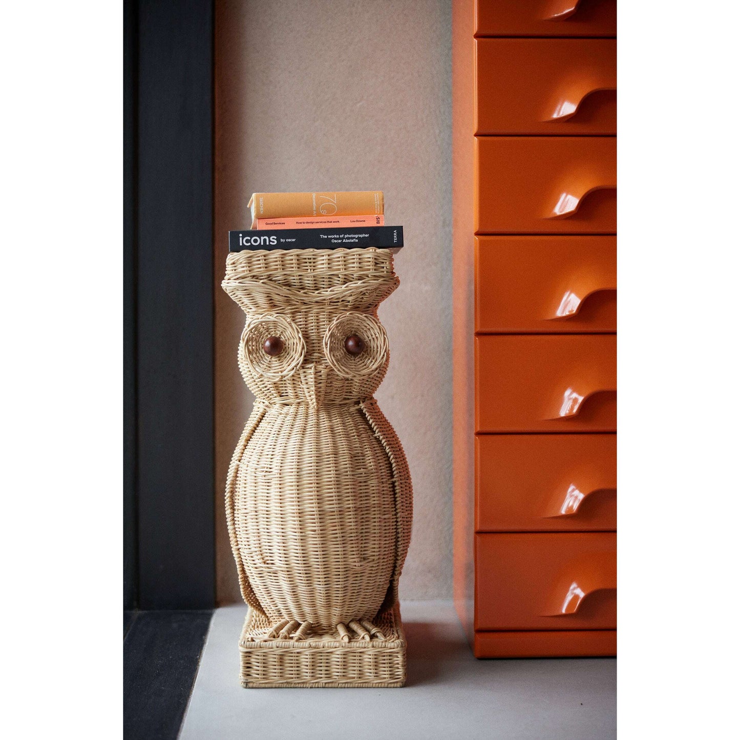 HKliving Rattan owl side table