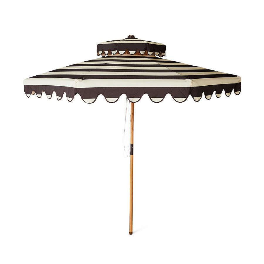 HKliving Striped patio parasol stracciatella