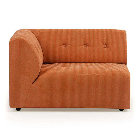 HKliving vint couch: element links 15-seat corduroy rib dusty orange