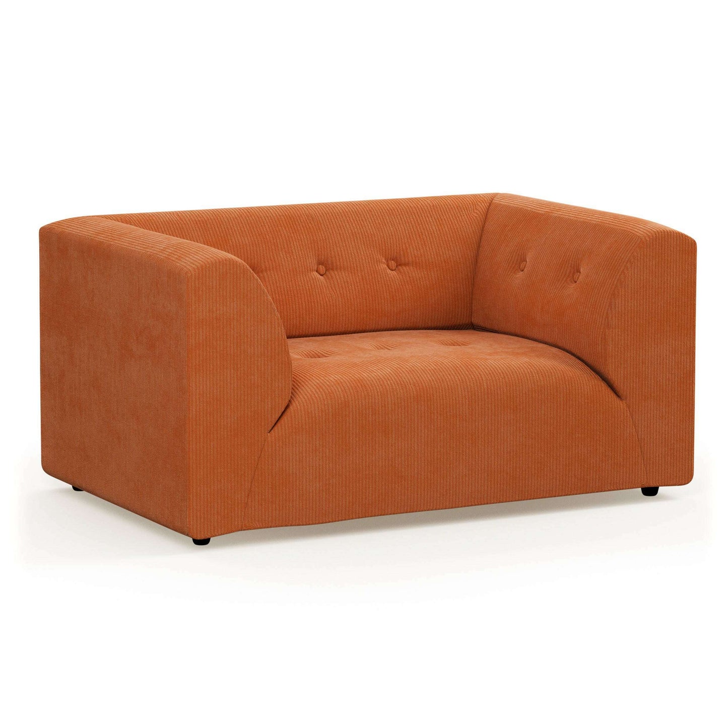 HKliving vint couch: element loveseat corduroy rib dusty orange