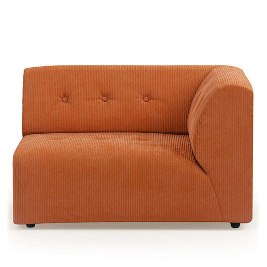 HKliving vint couch: element rechts 15-seat corduroy rib dusty orange