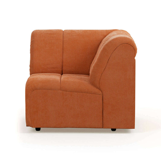 HKliving Wave couch: element hoek corduroy rib dusty orange