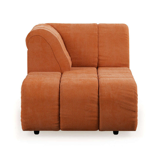 HKliving Wave couch: element links divan corduroy rib dusty orange