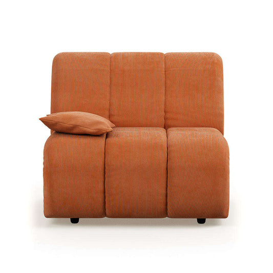 HKliving Wave couch: element links low arm corduroy rib dusty orange