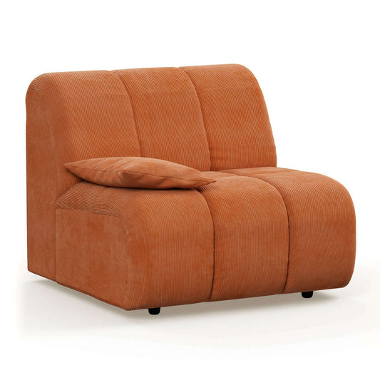 HKliving Wave couch: element links low arm corduroy rib dusty orange