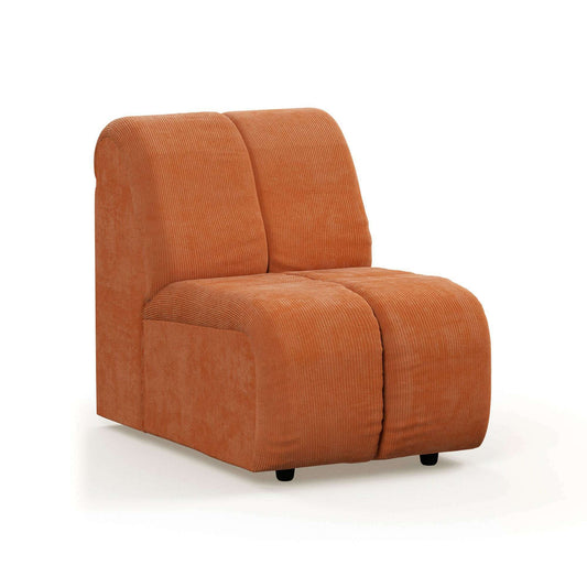 HKliving Wave couch: element middle small corduroy rib dusty orange