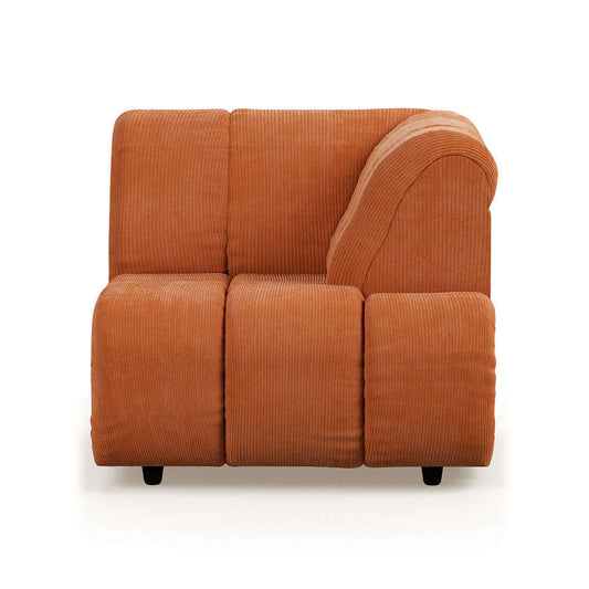 HKliving Wave couch: element rechts high arm corduroy rib dusty orange