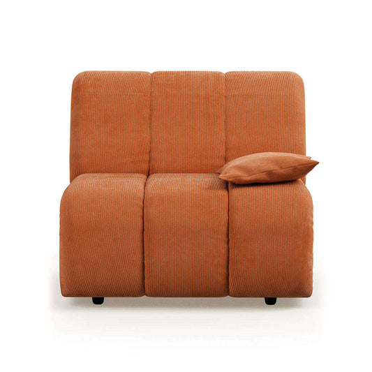 HKliving Wave couch: element rechts low arm corduroy rib dusty orange