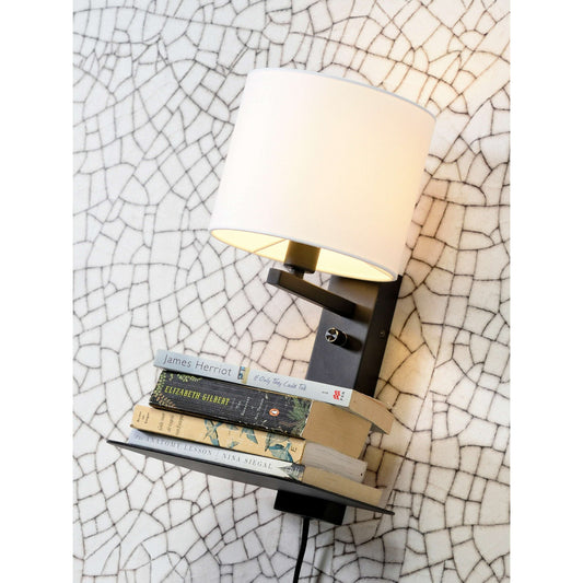 it's about RoMi wandlamp Florence plank+usb licht linnen