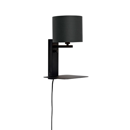 it's about RoMi wandlamp Florence plank+usb zwart