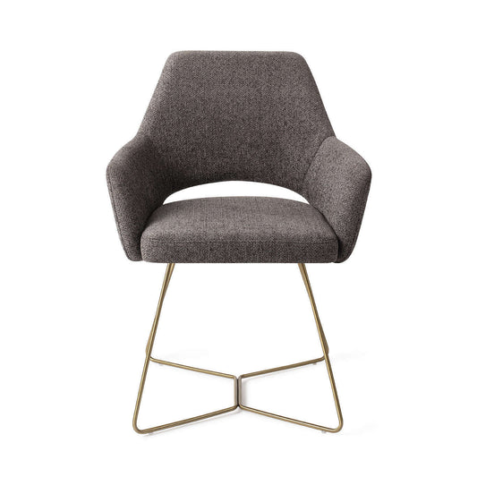 Jesper Home Yanai eetkamerstoel Amazing Gray|beehive gold