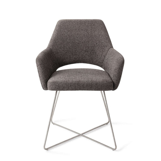 Jesper Home Yanai eetkamerstoel Amazing Gray|cross steel