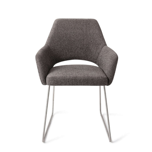 Jesper Home Yanai eetkamerstoel Amazing Gray|slide steel