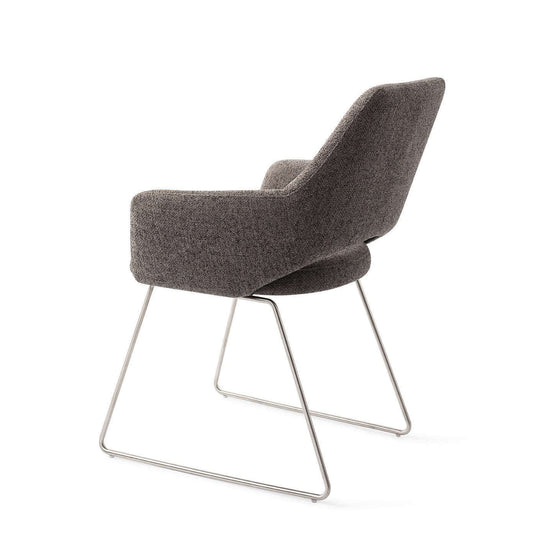 Jesper Home Yanai eetkamerstoel Amazing Gray|slide steel