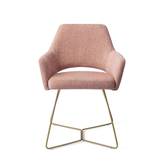 Jesper Home Yanai eetkamerstoel Pink Punch|beehive gold