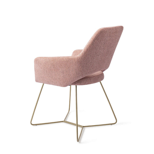 Jesper Home Yanai eetkamerstoel Pink Punch|beehive gold