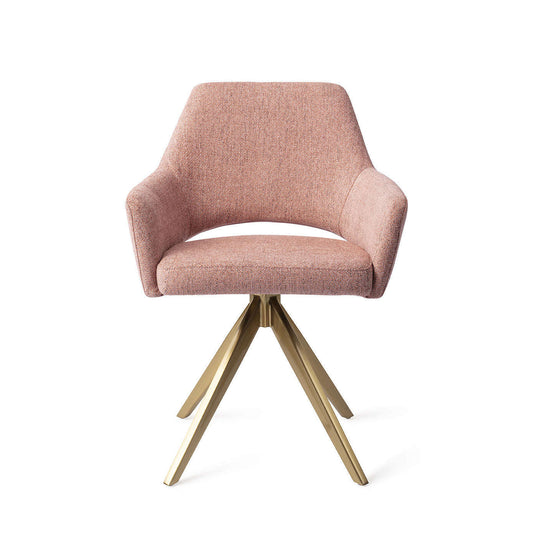 Jesper Home Yanai eetkamerstoel Pink Punch|turn gold