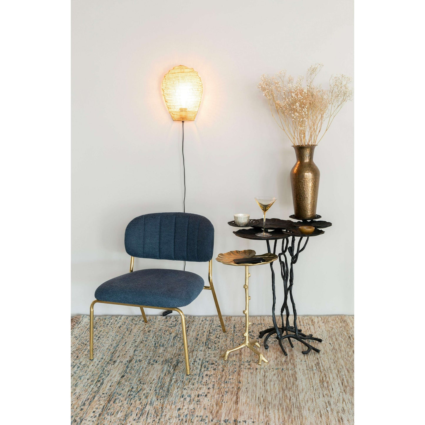 Staerkk Jolien fauteuil goud/donkerblauw