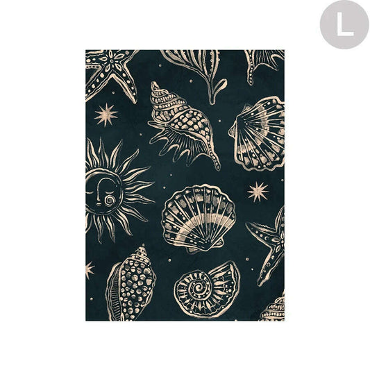 Urban Cotton Seashells Midnight L wandkleed