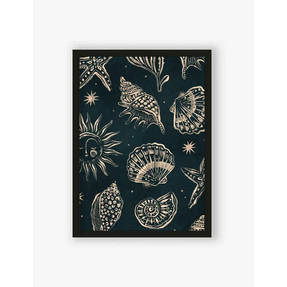 Urban Cotton Seashells Midnight  M artprint