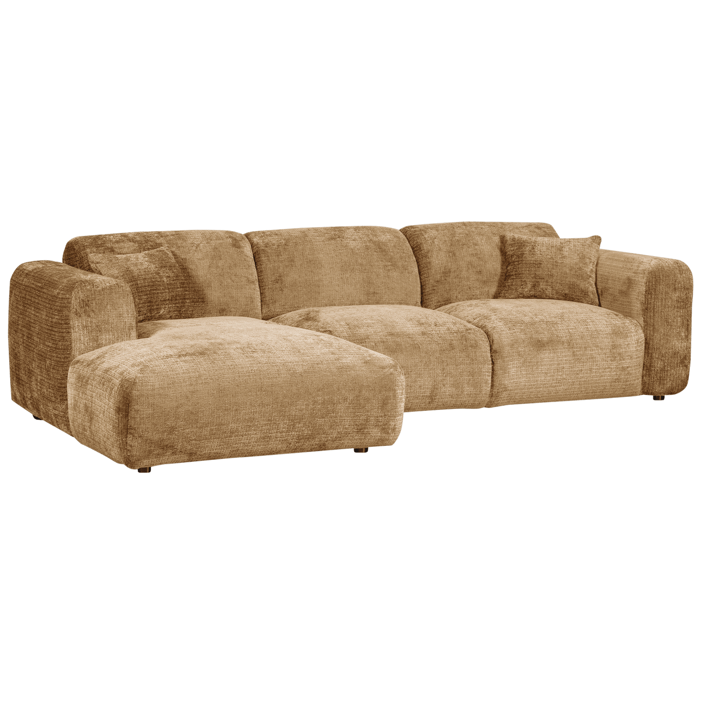 WOOOD Cloud chaise longue links geweven chenille honing geel