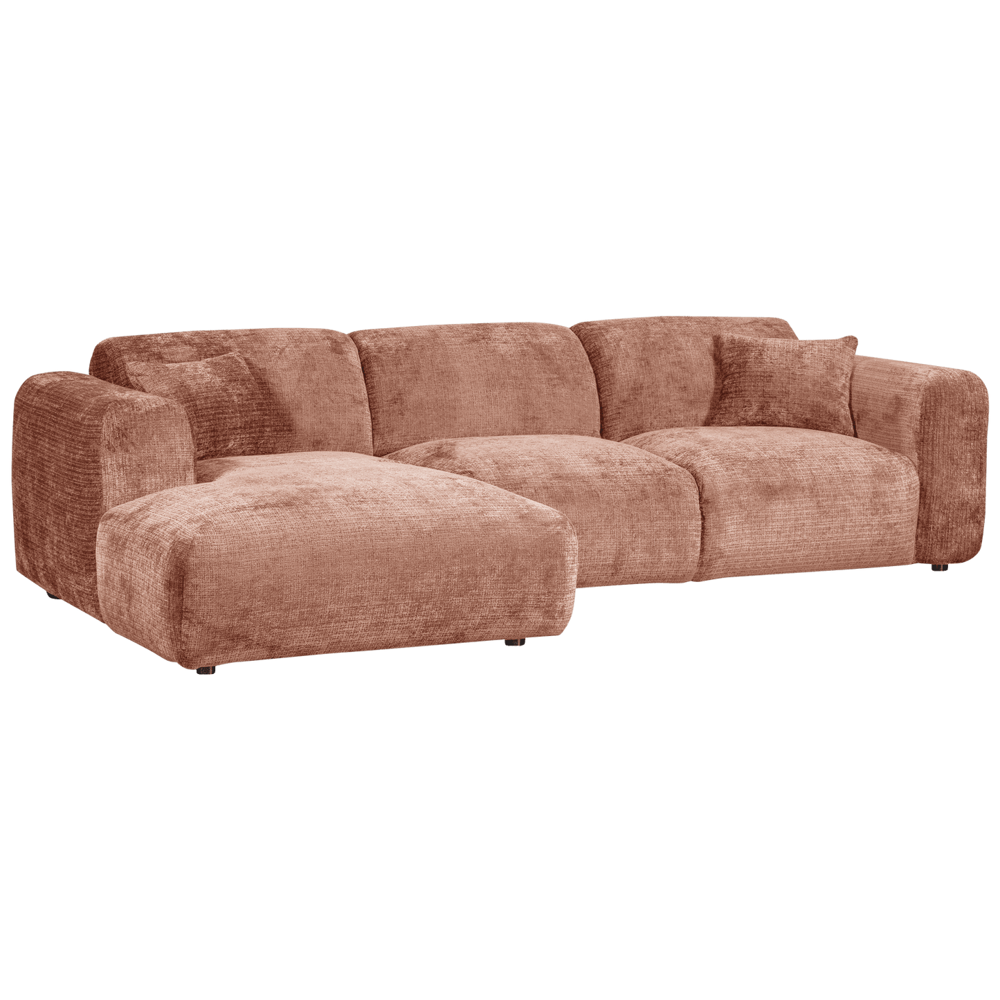 WOOOD Cloud chaise longue links geweven chenille terra