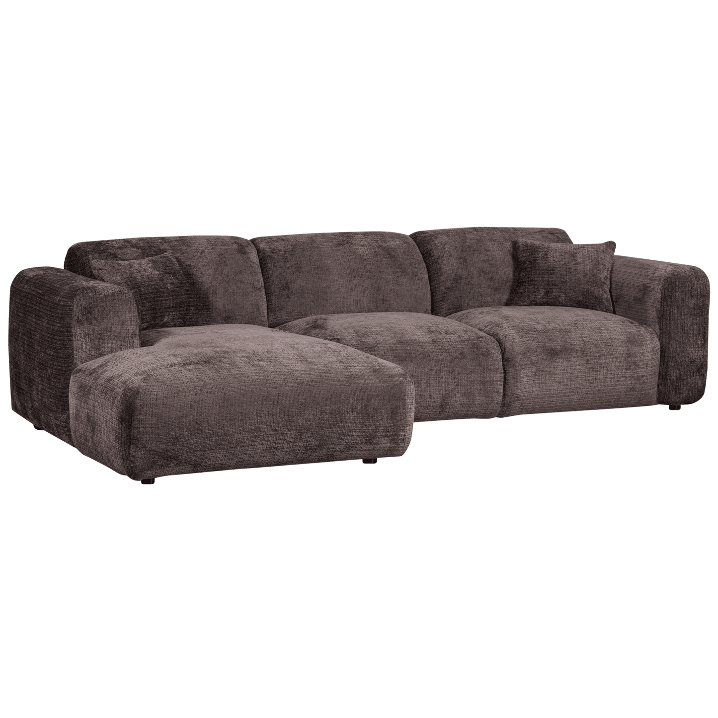 WOOOD Cloud chaise longue links geweven chenille warm bruin