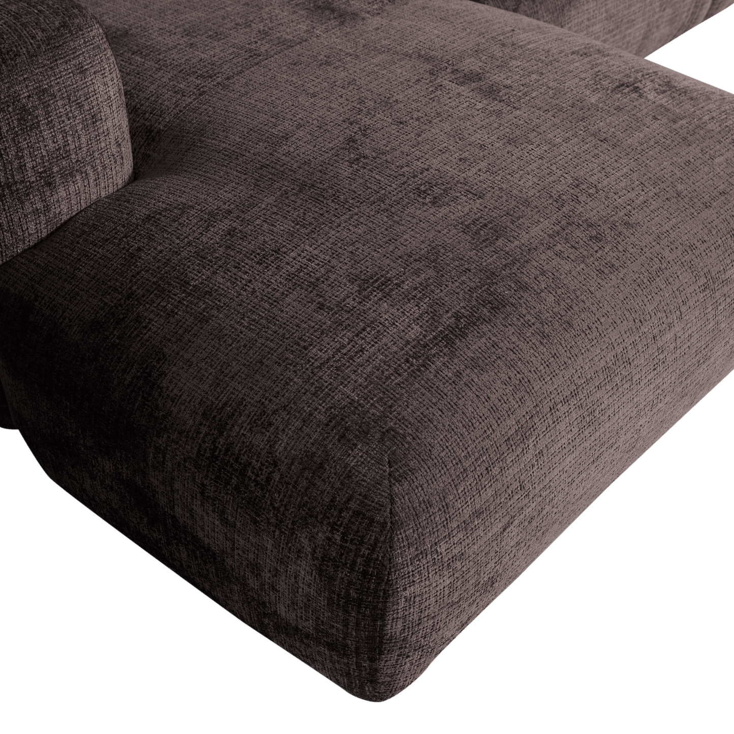 WOOOD Cloud chaise longue links geweven chenille warm bruin