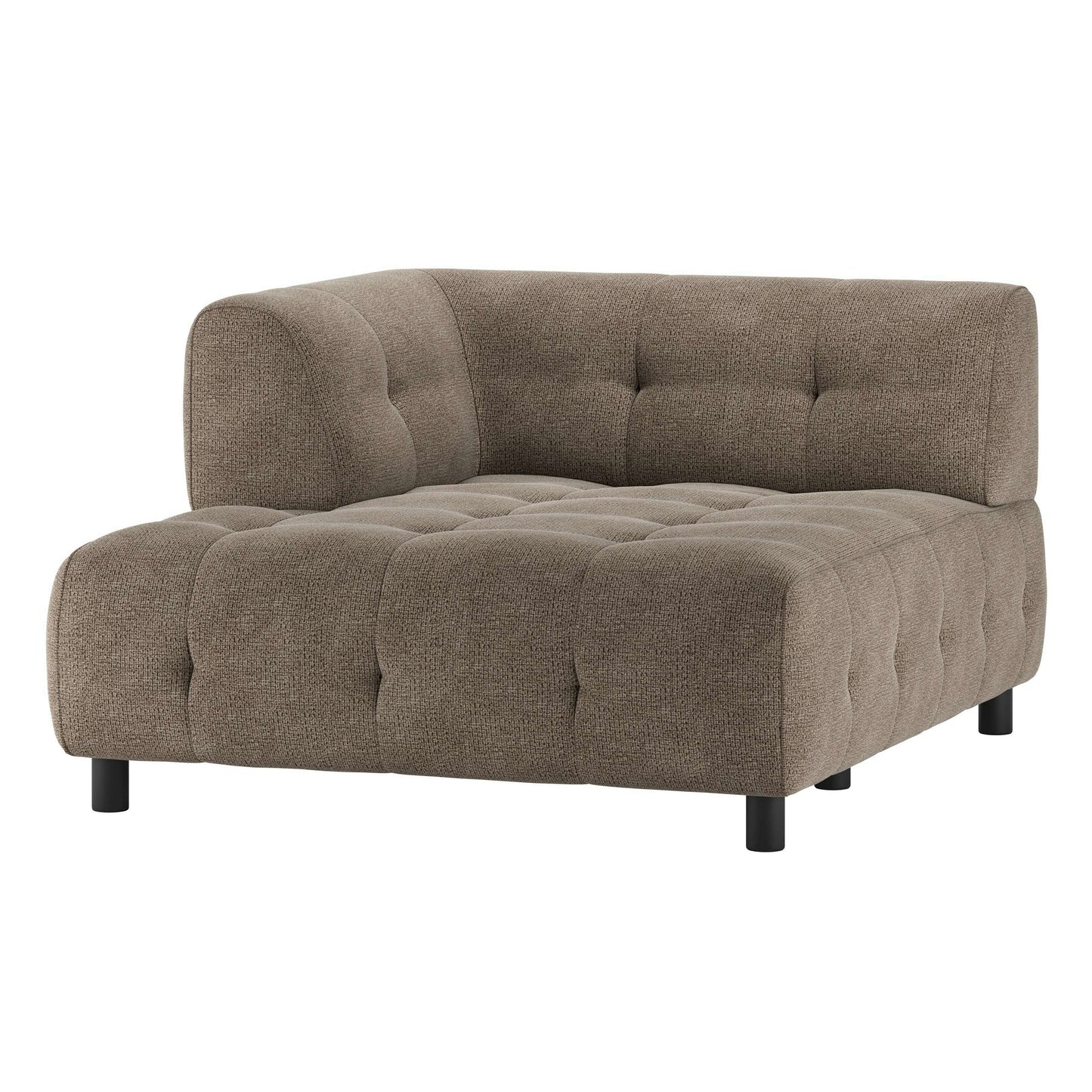 WOOOD Exclusive Louis 1,5-zits chaise longue met arm links chenille coffee bruin