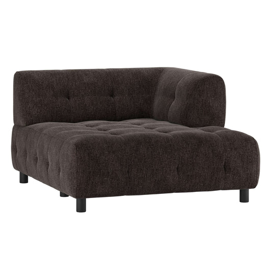 WOOOD Exclusive Louis 1,5-zits chaise longue met arm rechts platweef coffee bruin