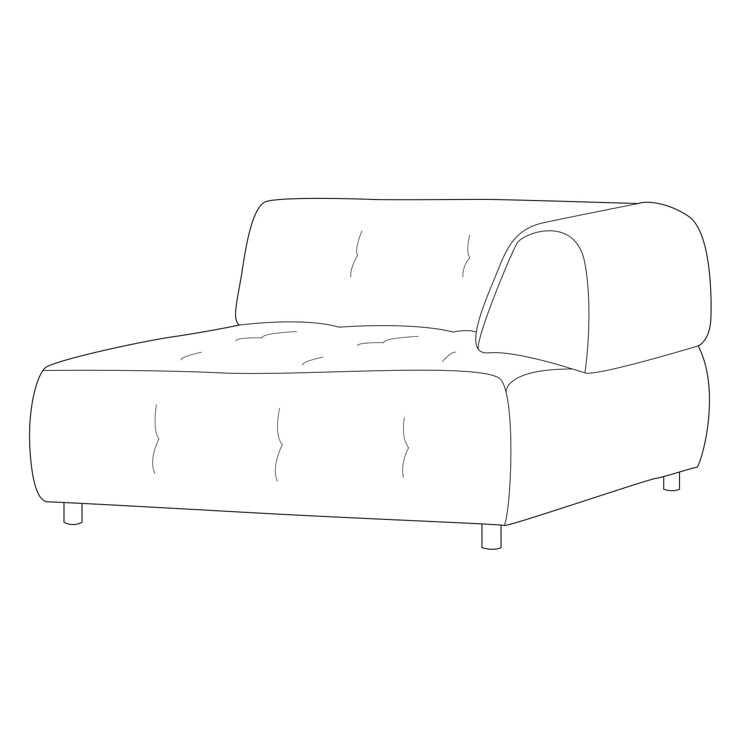 WOOOD Exclusive Louis 1,5-zits chaise longue met arm rechts platweef powder