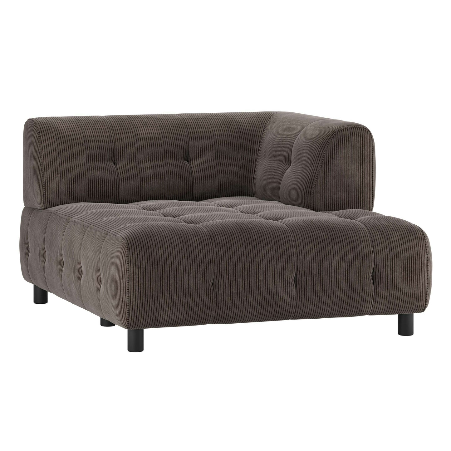 WOOOD Exclusive Louis 1,5-zits chaise longue met arm rechts rib coffee bruin