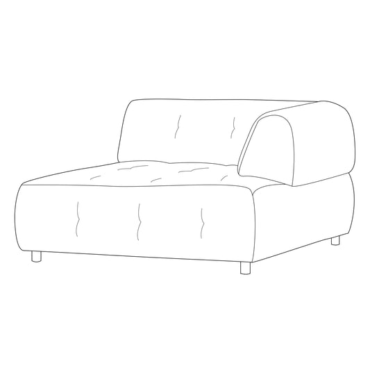 WOOOD Exclusive Louis 1,5-zits chaise longue met arm rechts rib leaf groen