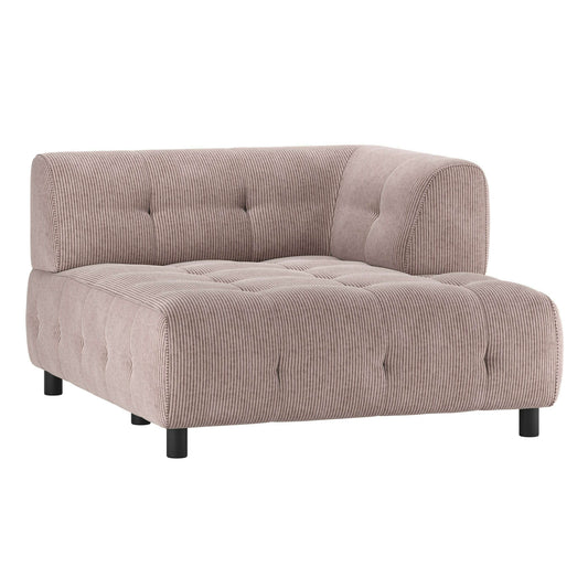 WOOOD Exclusive Louis 1,5-zits chaise longue met arm rechts rib mauve paars