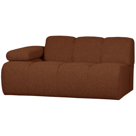 WOOOD Mojo 1.5-zits met arm links boucle roest bruin melange