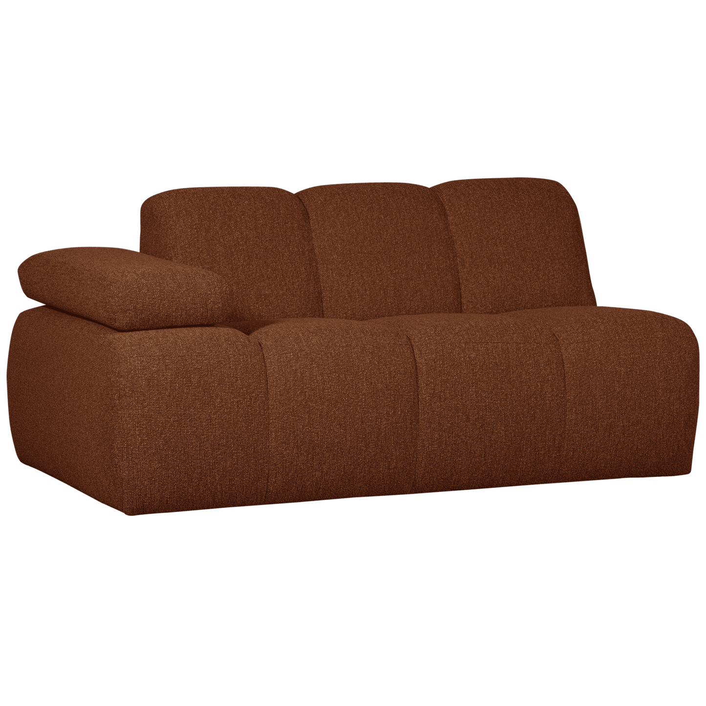 WOOOD Mojo 1.5-zits met arm links boucle roest bruin melange