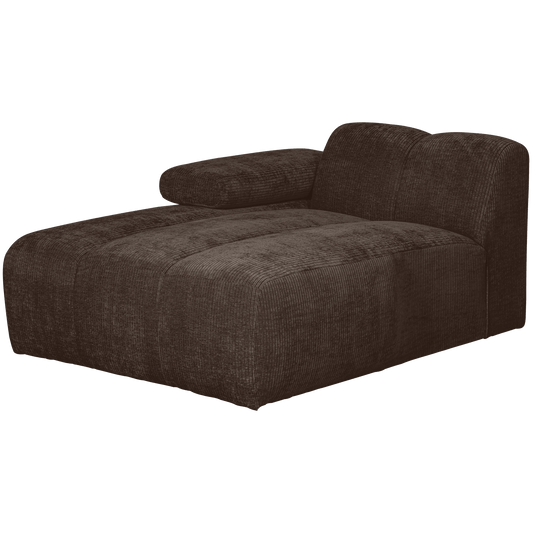 WOOOD Mojo chaise longue element links geweven ribstof bruin