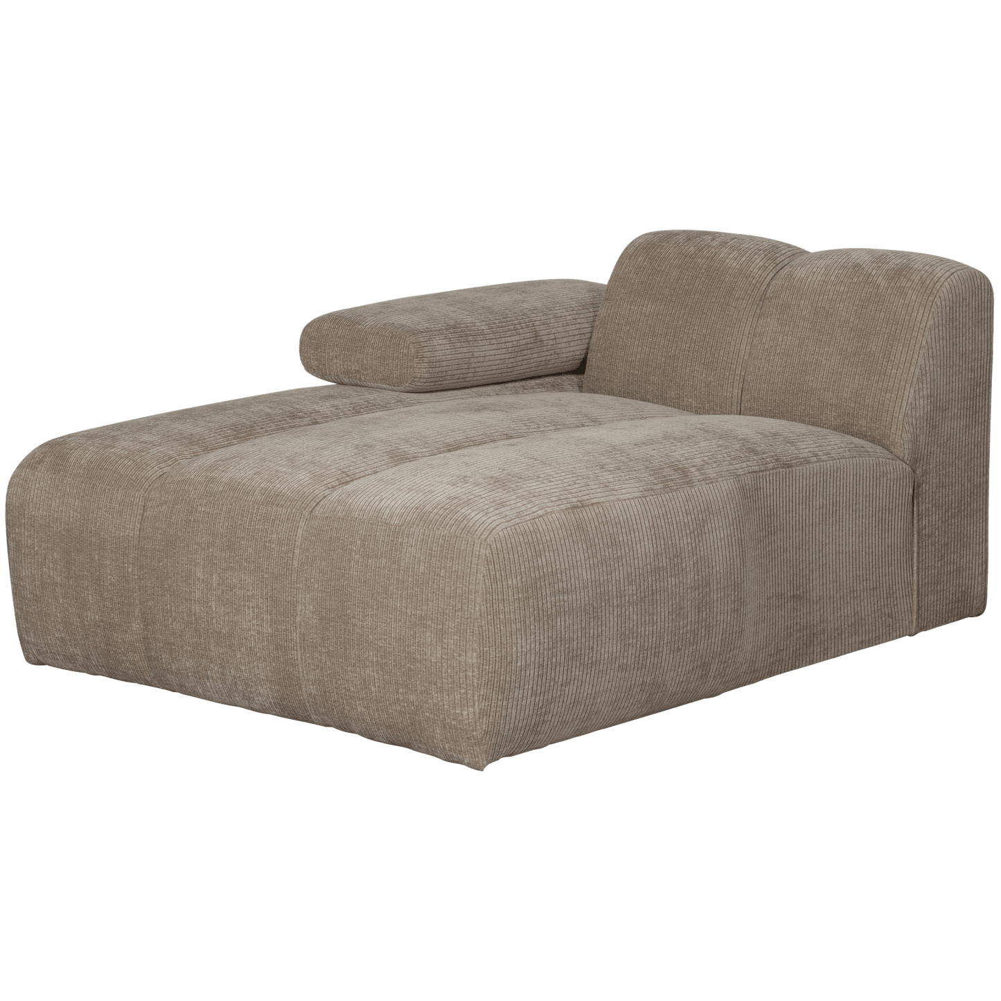 WOOOD Mojo chaise longue element links geweven ribstof donker zand