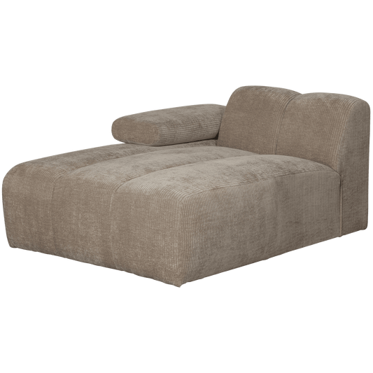 WOOOD Mojo chaise longue element links geweven ribstof donker zand