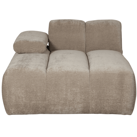 WOOOD Mojo chaise longue element links geweven ribstof donker zand