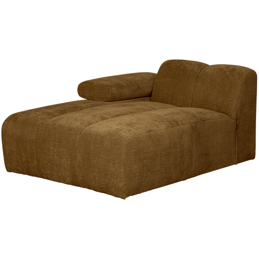 WOOOD Mojo chaise longue element links geweven ribstof honing geel