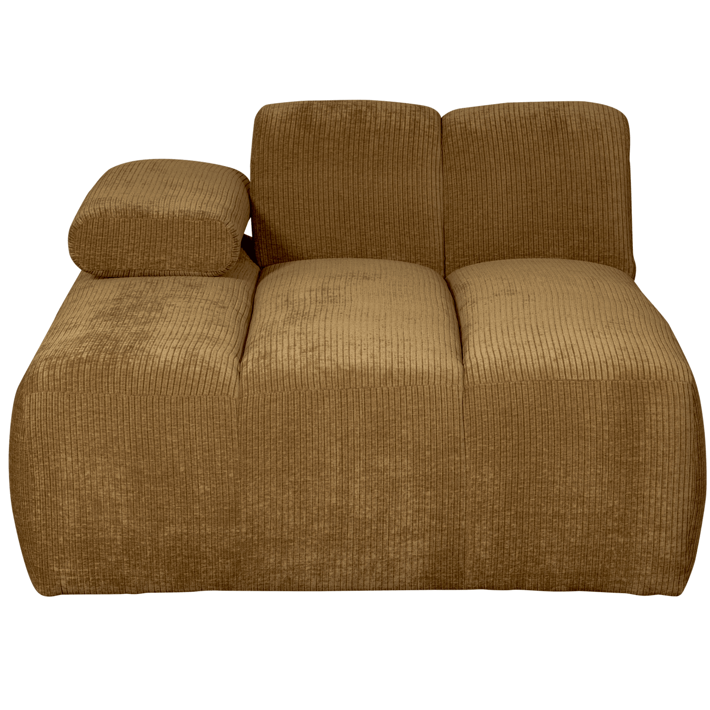 WOOOD Mojo chaise longue element links geweven ribstof honing geel