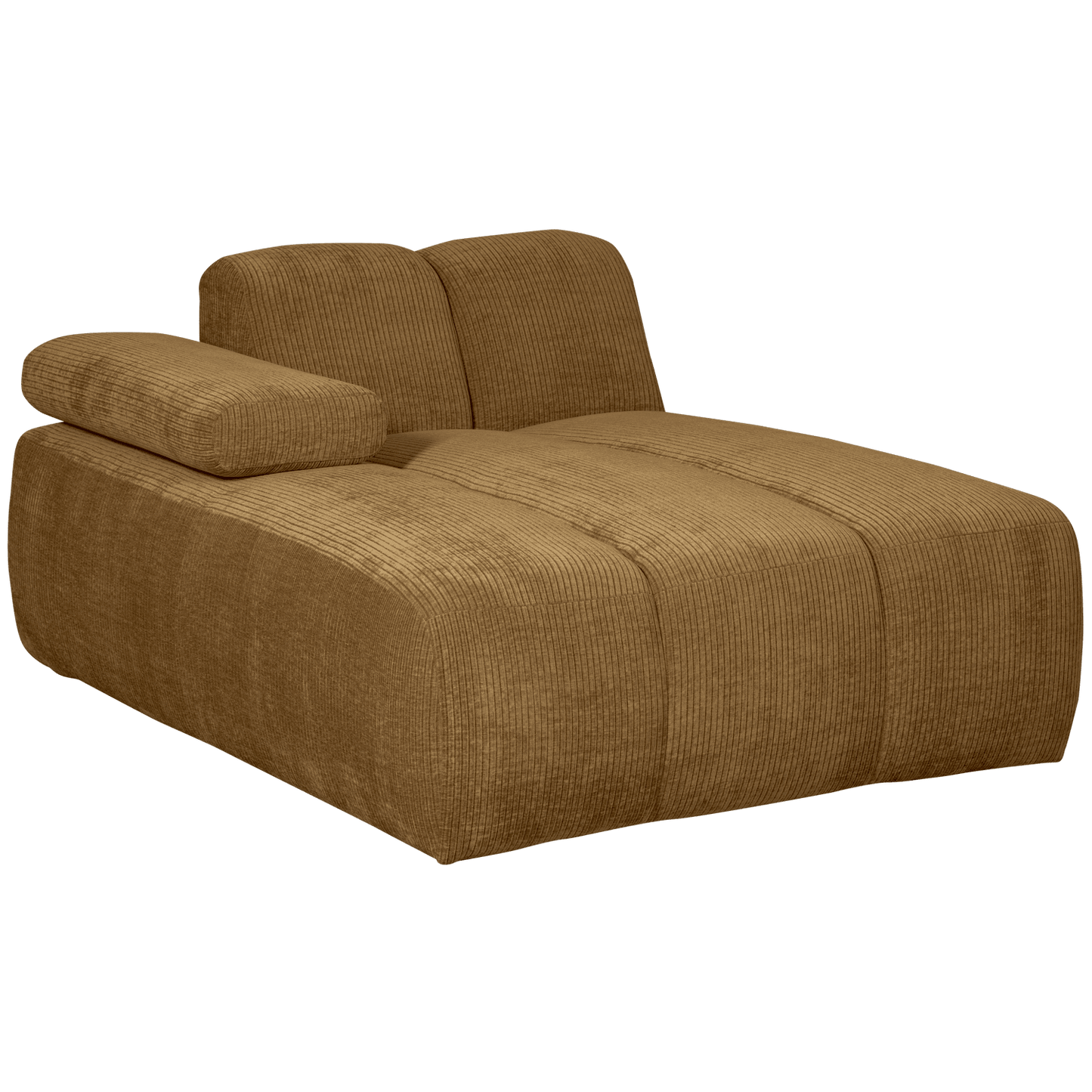 WOOOD Mojo chaise longue element links geweven ribstof honing geel